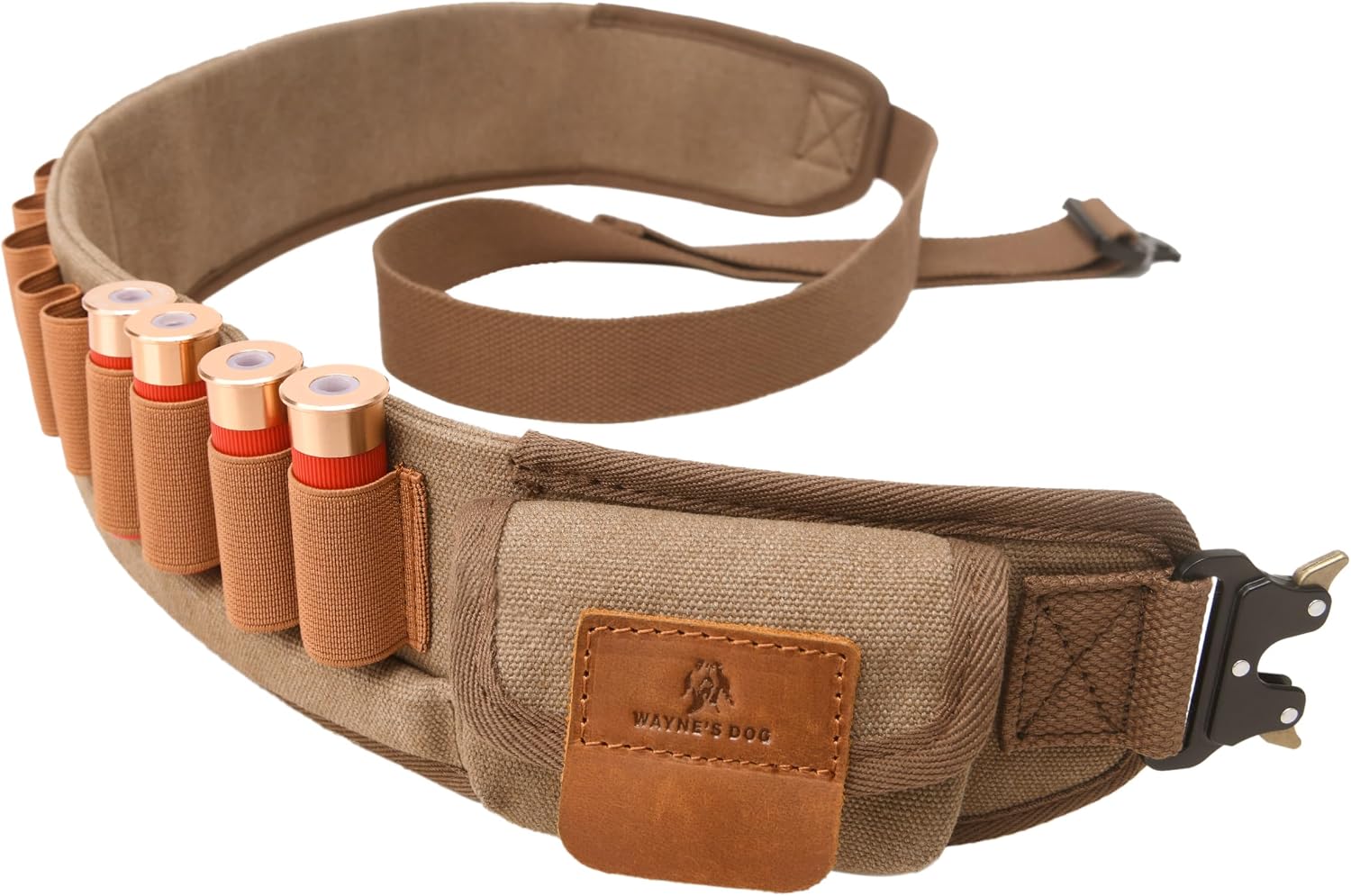 Shotgun Bandolier Shell Holder 12 Gaugel, Leather and Canvas Shooting Ammo Holder Belt