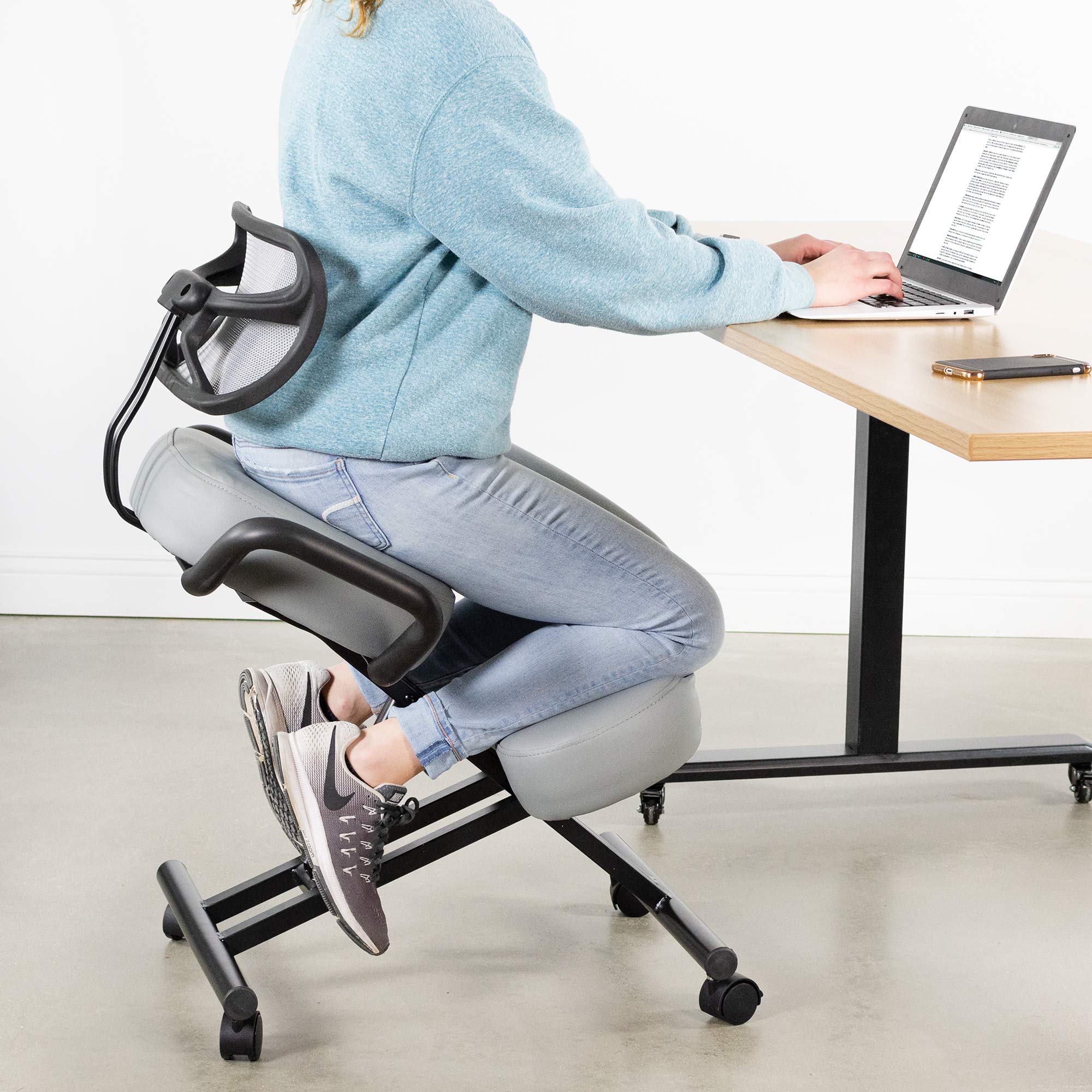 DRAGONN (By VIVO Ergonomic Kneeling Chair with Back Support, Adjustable