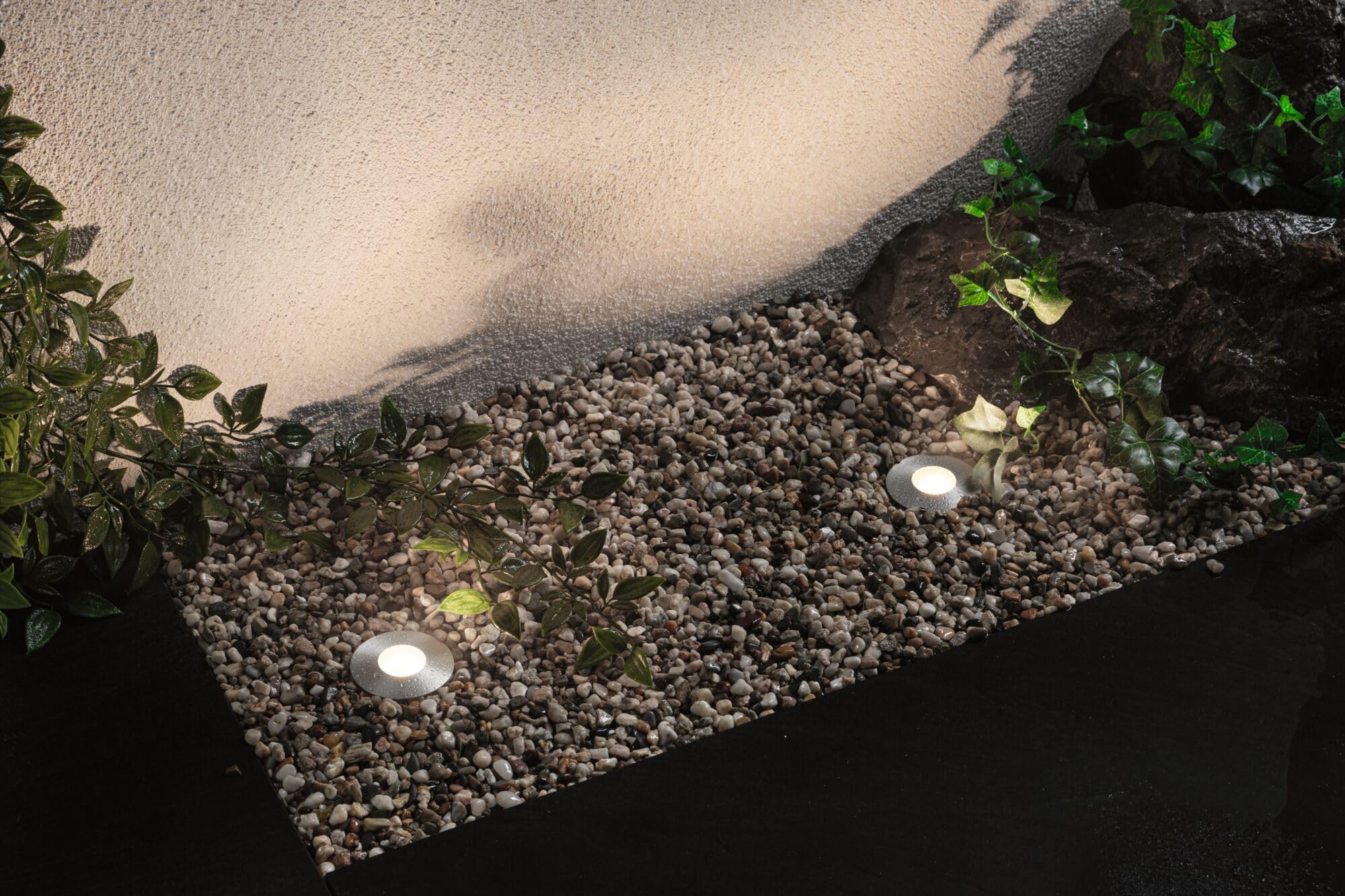 Paulmann 93949 Outdoor Plug&Shine Kit encastrés sol LED, IP67, 3000K, 3x2,5W, 24V, 55 mm, Argent inoxydable, Plastique