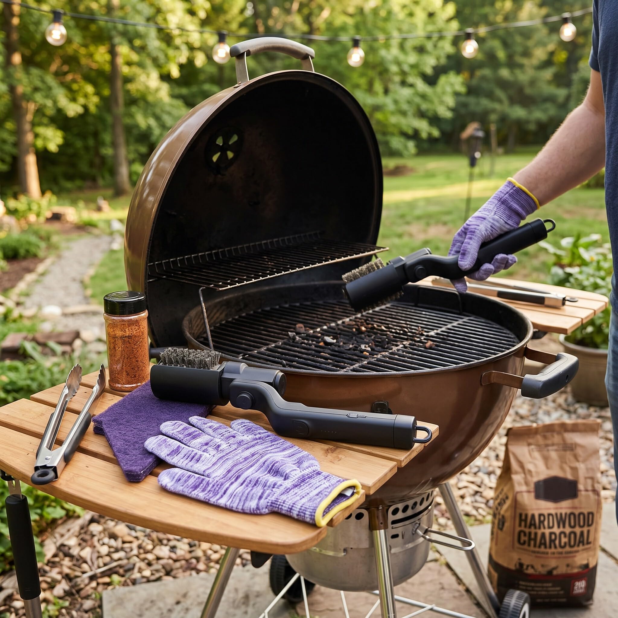 RIZGHWOY Elektrische Grillbürste, Wiederaufladbare Kabellose Grill-Reinigungsbürste mit 2600-mAh-Akku und Stabilem Bürstenkopf, für Camping Im Freien und Alle Arten von Grills