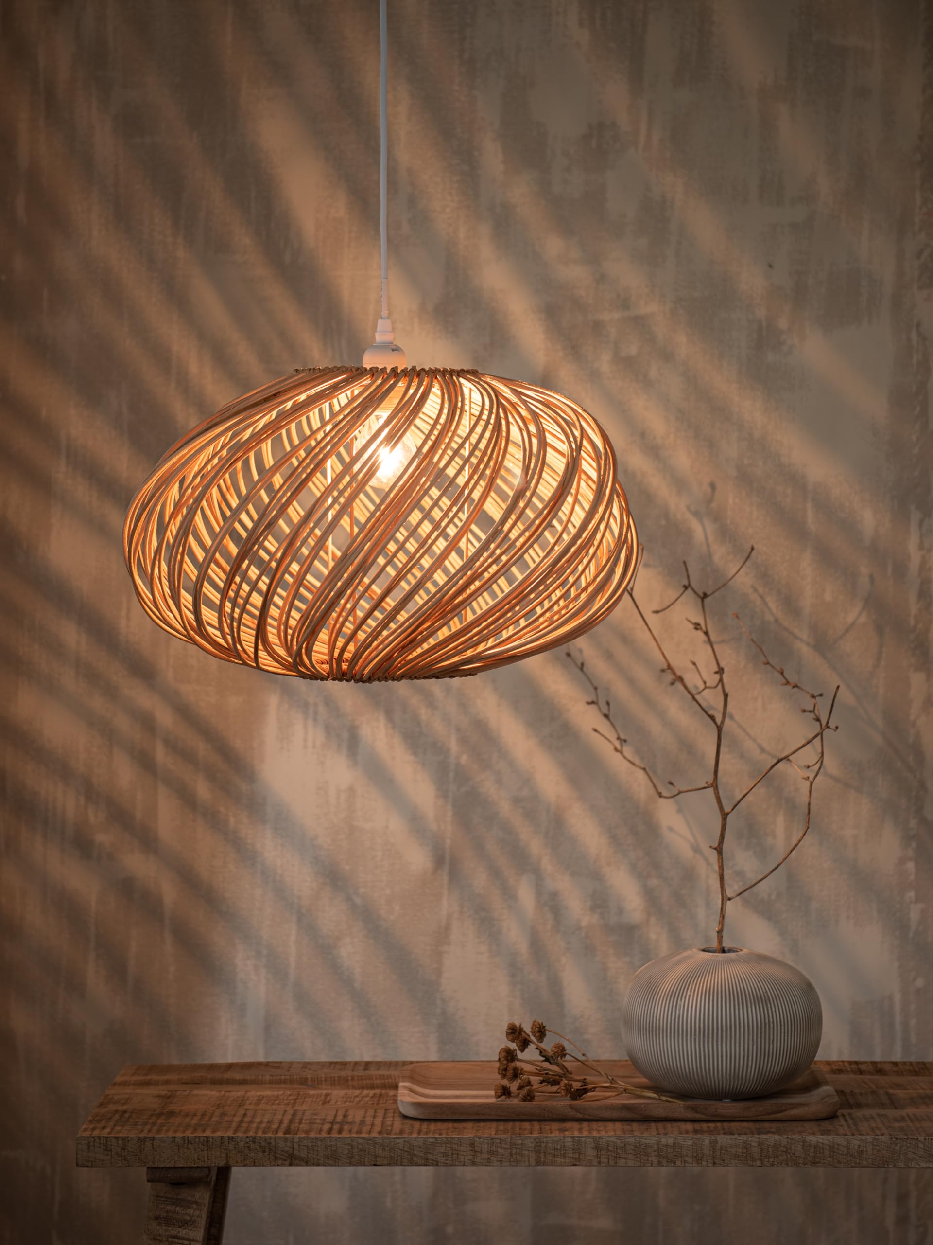 Maison d'Ailleurs - Paralume in rattan naturale, diametro 45 cm, non elettrificato, lampada a sospensione in stile bambù per soffitto, lampadario o lampada da terra
