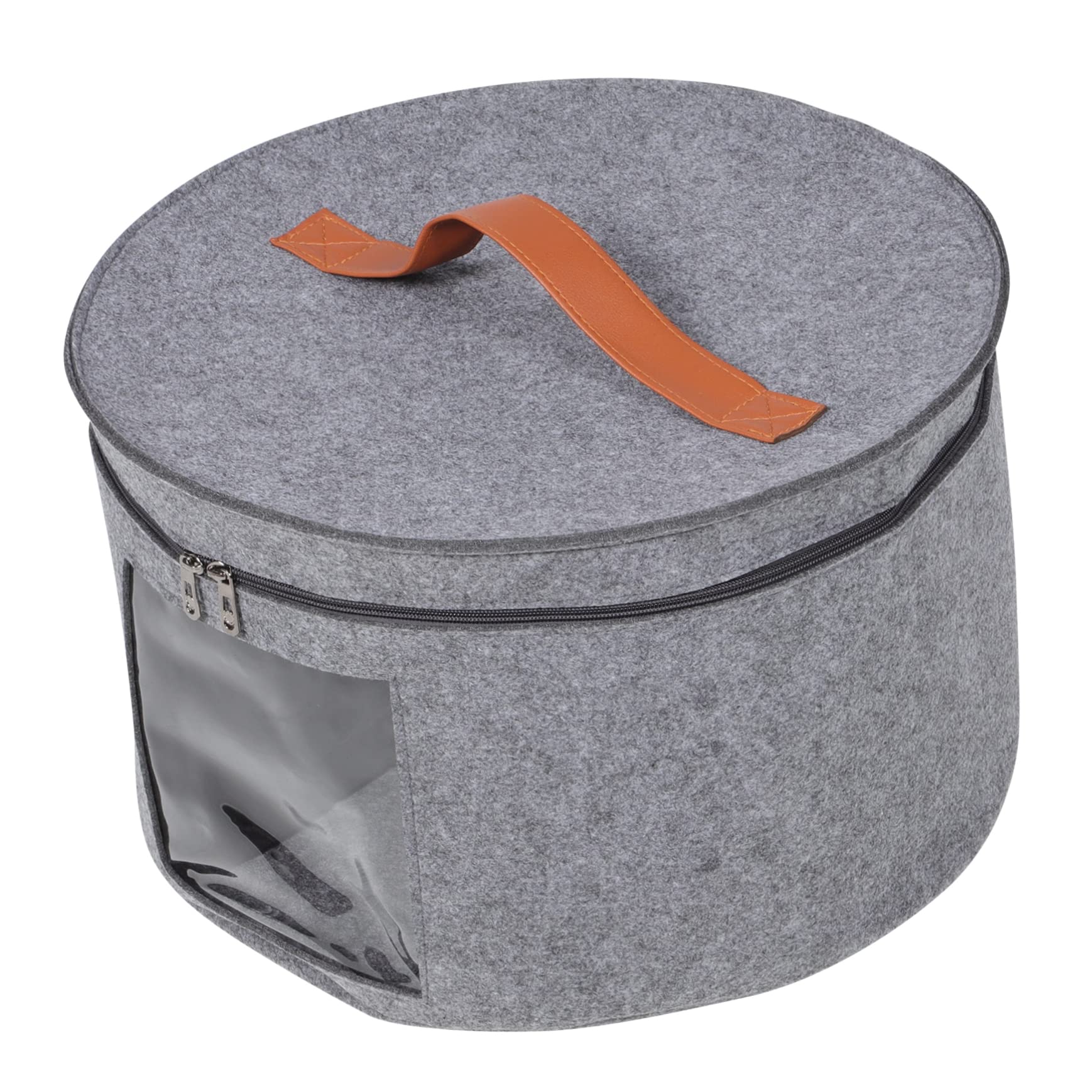 SOLUSTRE Round Hat Storage Box for Travel Large Capacity Organizer with Transparent Panel Dustproof Lid Handle for Fashion Hats and Baseball Caps