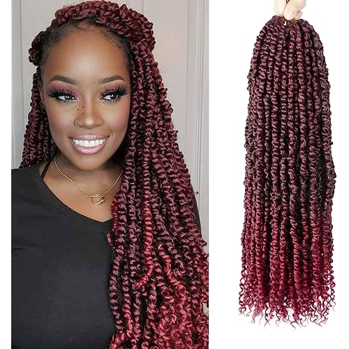 Passion Twist Hair - 8 Packs 20 Inch Passion Twist Crochet Hair For Black Women, Crochet Pretwisted Curly Hair Passion Twists Synthetic Braiding Hair Extensions (20 Inch 8 Packs, TBUG)