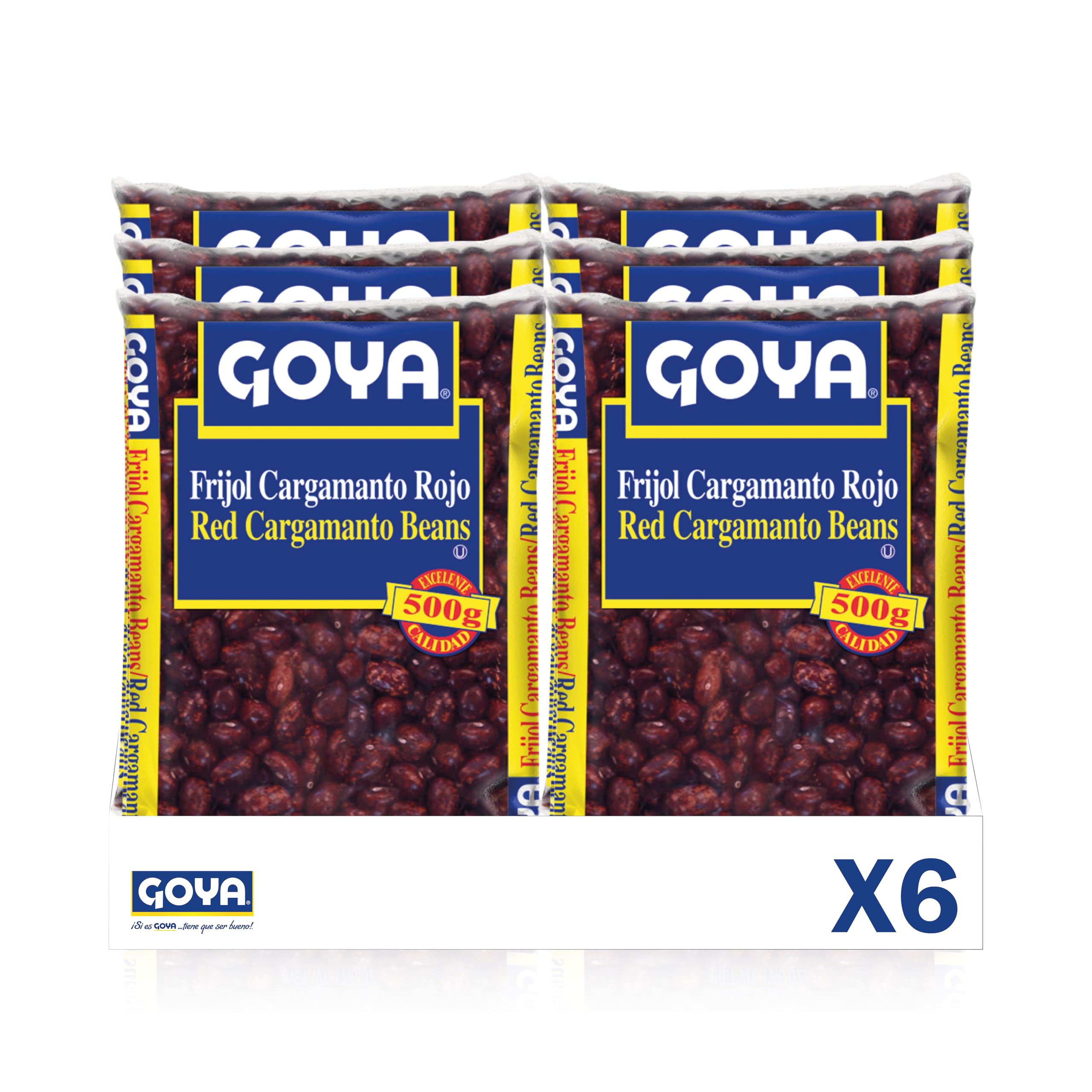 Goya Frijol Cargamanto Rojo 6x500 gr, Listos para Cocinar, Alto en Proteína Vegetal, Ideal para Bandeja Paisa, Frijoladas, Cazuelas y Refritos