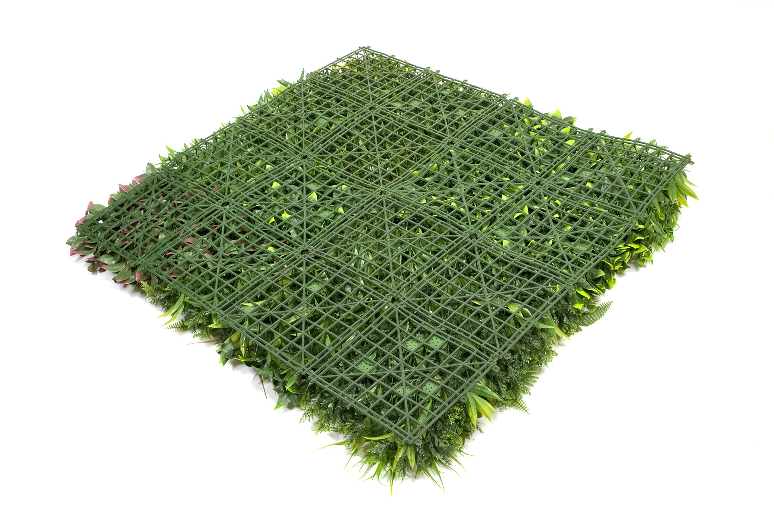 GreenBrokers Seto de Pared Artificial follaje de Hojas Mixtas de Verde y Rosa Pastel x 1 m, Resistente a los Rayos UV