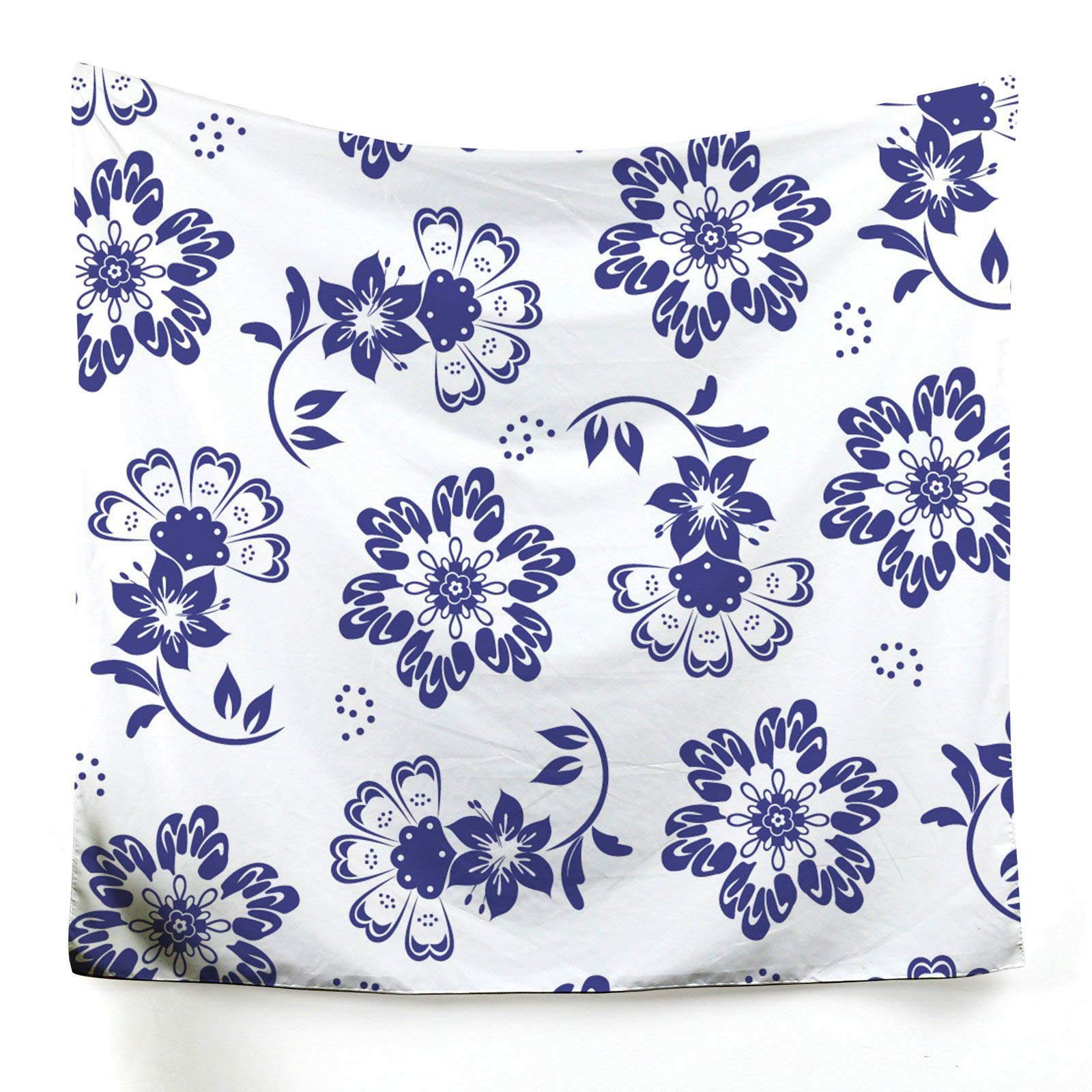 Tapiz de pared de poliéster KnSam decorativo azul y blanco de 150 x 130 cm