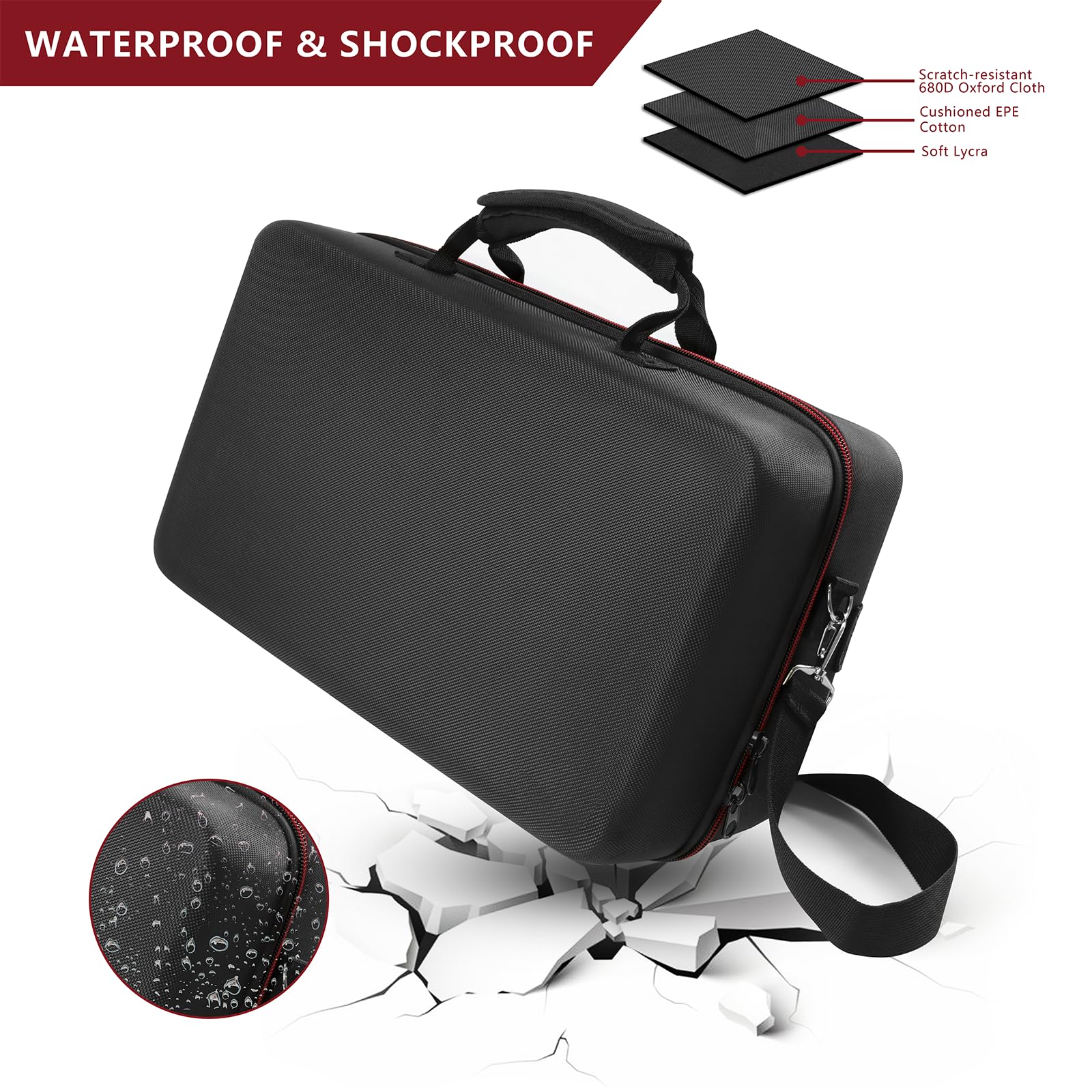 Custodia da trasporto compatibile con PS5 SLIM 2023, custodia protettiva rigida da viaggio per Play Station 5 Slim Disc e console Digital Edition, controller, base verticale, accessori per dischi e