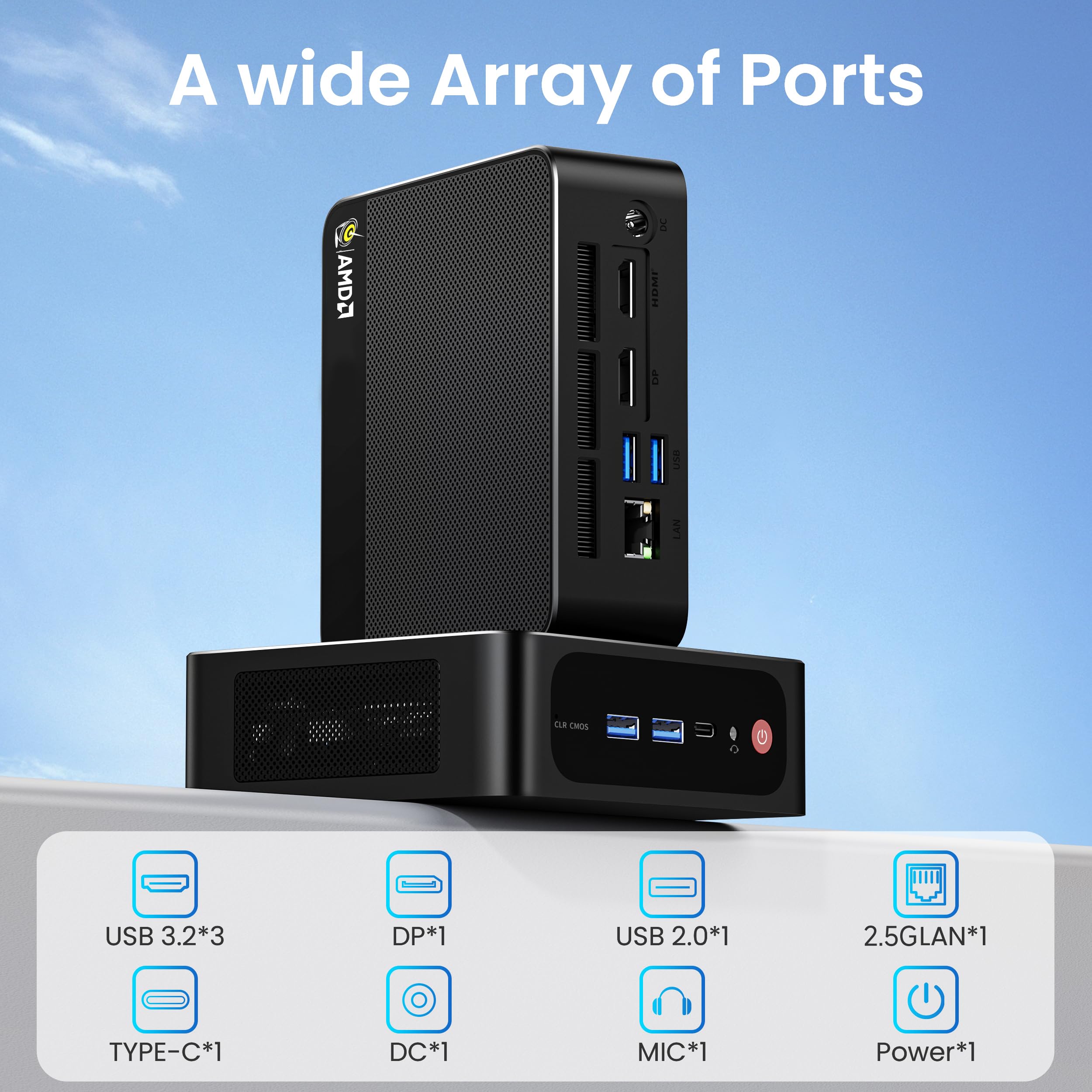 Beelink Mini PC AMD Ryzen 7 5800H 8Cores/16Threads(Up to 4.4GHz