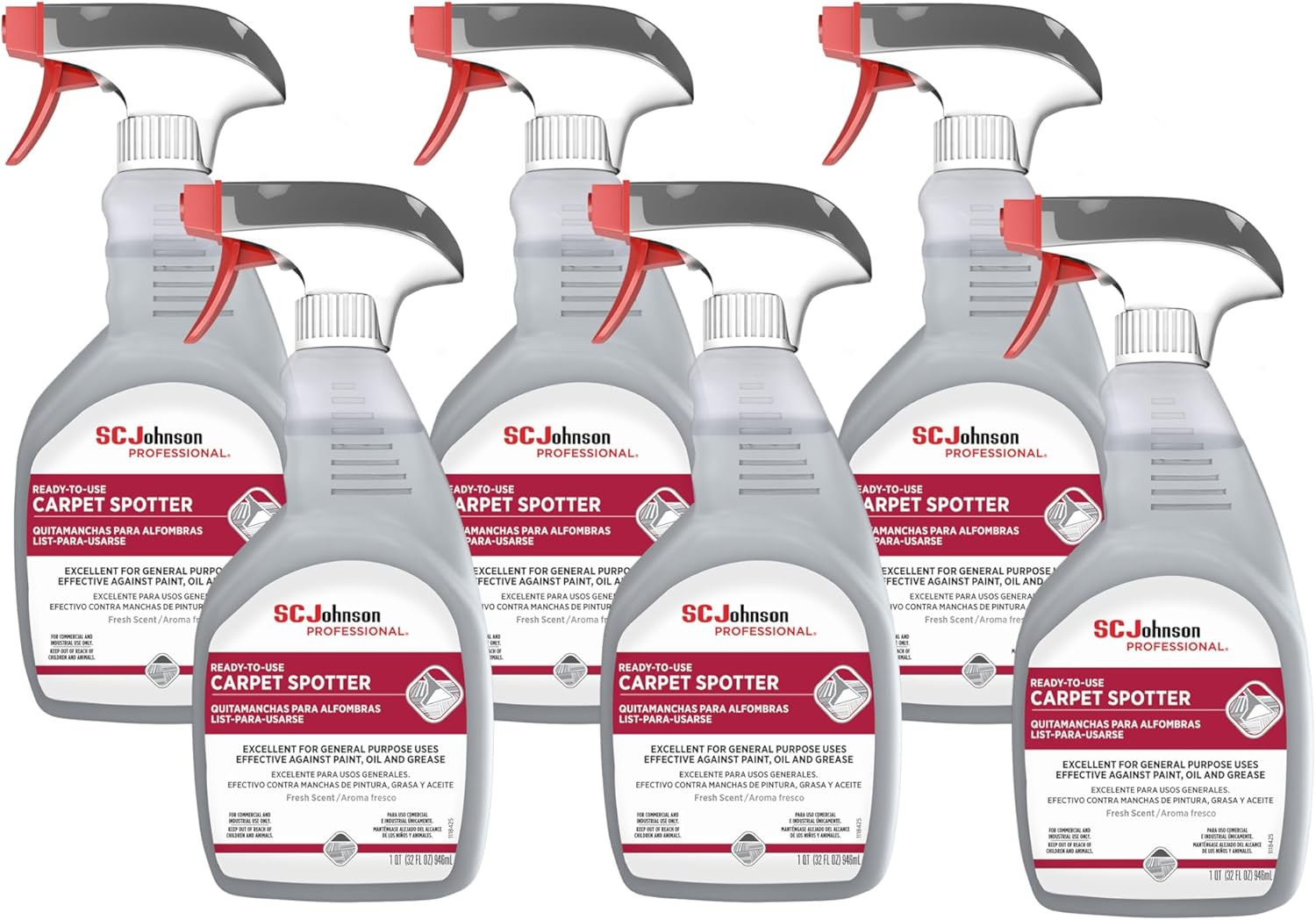SC Johnson Professional Ready-To-Use Carpet Spotter, Carpet Stain Remover, 32 fl. oz., 6 Count, for Professional Use Only
