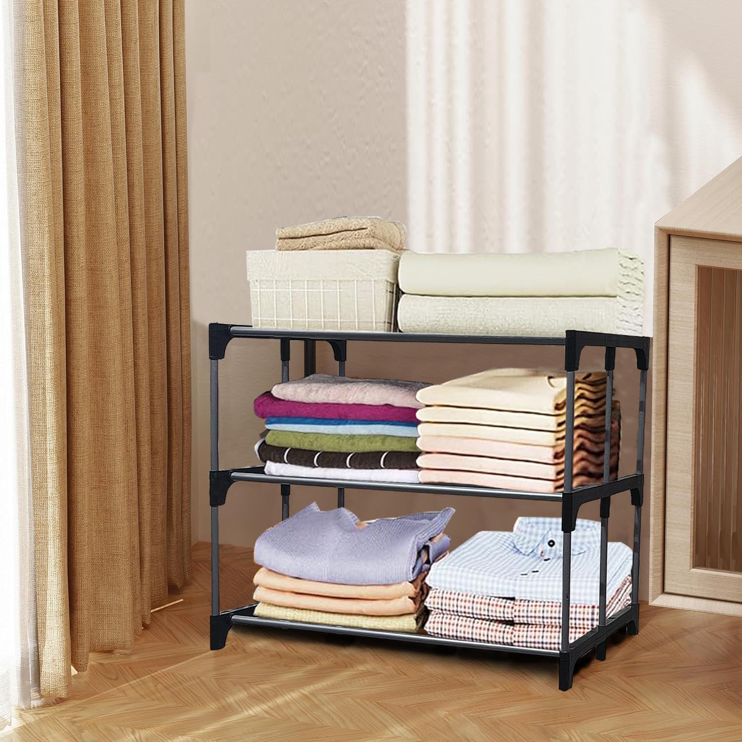 SANAMSTORE Multipurpose Heavy Duty Metal Book/Shoe/Cloth Rack for Anywhere Use (3 Layer) (B0B14JFVV1) Amazon Price History, Amazon Price Tracker