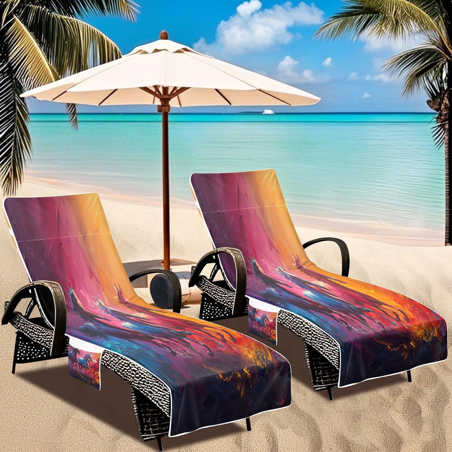 FRMG Horses Patio Chaise Lounge Covers Beach Chair Cover Beach Chair towel lounge chair towel cover A0900296a