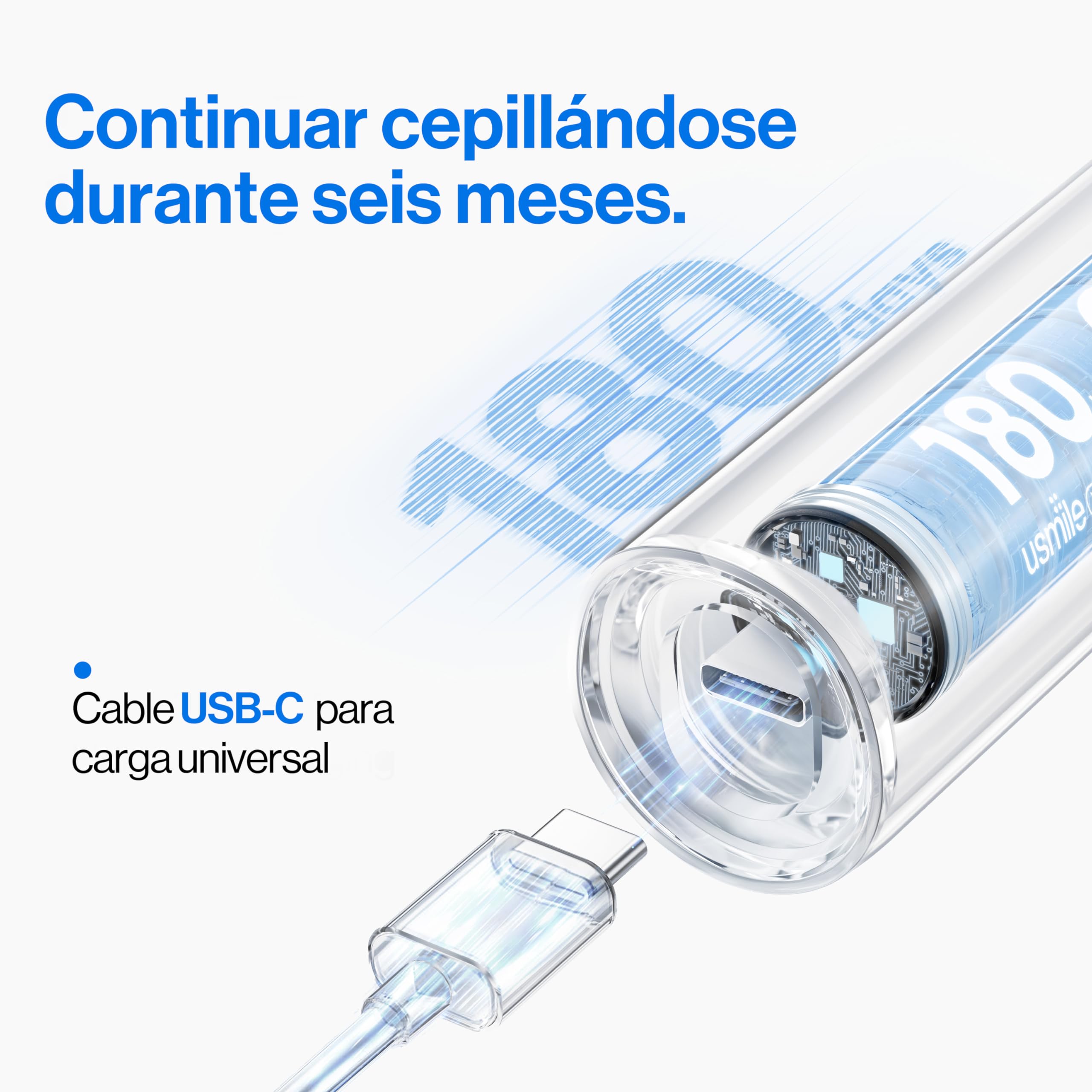 usmile Y10 Cepillo de dientes eléctrico con pantalla inteligente, 4 modos de limpieza, cepillo de dientes sónico inteligente con temporizador y control de presión, una carga dura 180 días