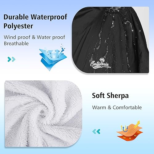 Miniatura 2 de Catalonia Parka de natación para hombres y mujeres, chaqueta de natación impermeable, cálida bata de poncho cambiante con forro de sherpa