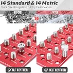 Thread Checker, Nut and Bolt Thread Gauge with 28 Standard & Metric Sizes, Aluminum Wall-Mountable Bolt and Nut Identifier Gauge, Red