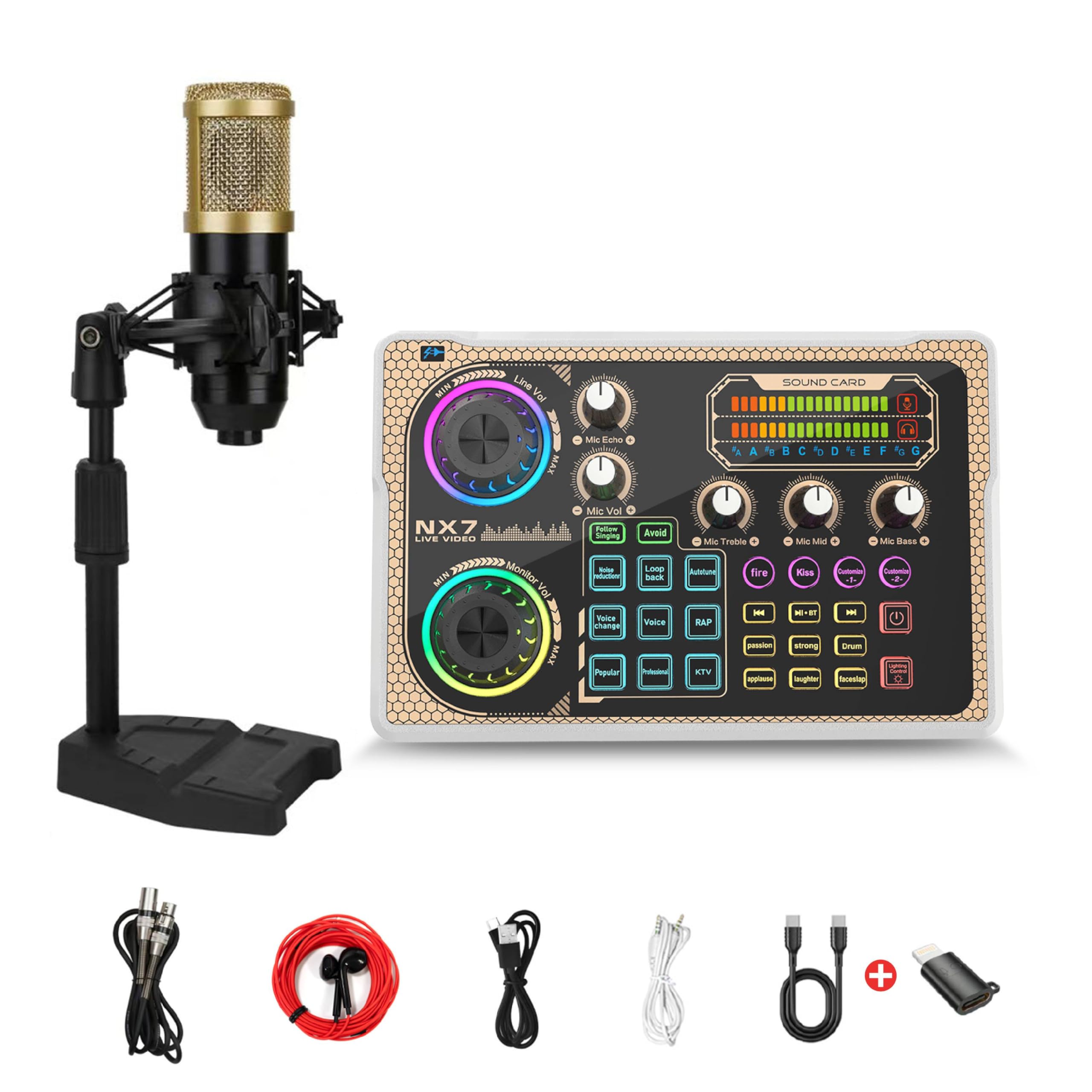 Amazon.com: HICALL NX7 Mixing Console Sound Card Microphone Set Amazon.com: HICALL NX7 Mixing Console Sound Card Microphone Set