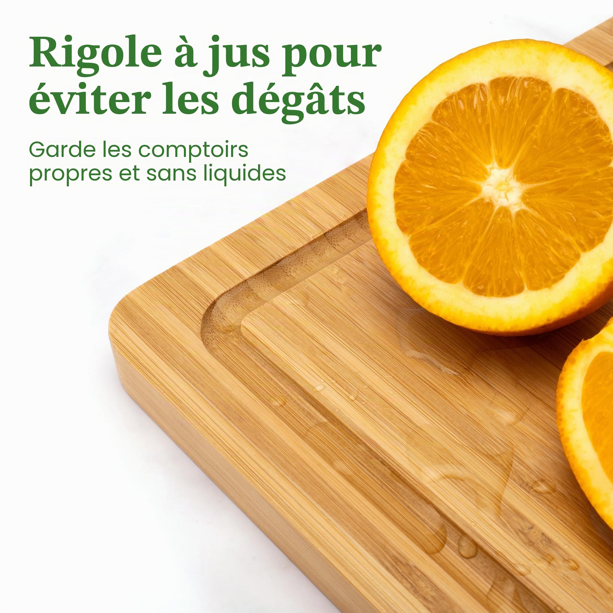 Lot de 3 Planches à Découper en Bambou | Avec bac à jus et Poignée, Disponible en Trois Tailles (S, M, L), avec Support et Couteau à Fruits