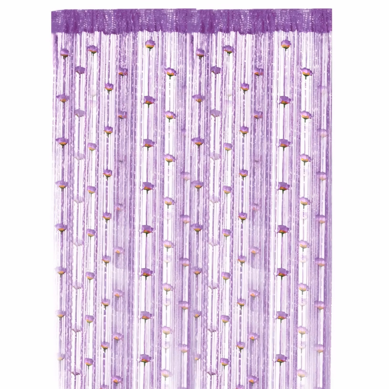 NASSMOSSE Beaded Door Curtain 39x79'' String Curtain Flower Doorway Beads Room Divider Hanging Fringe for Wedding Bathroom, Style 1