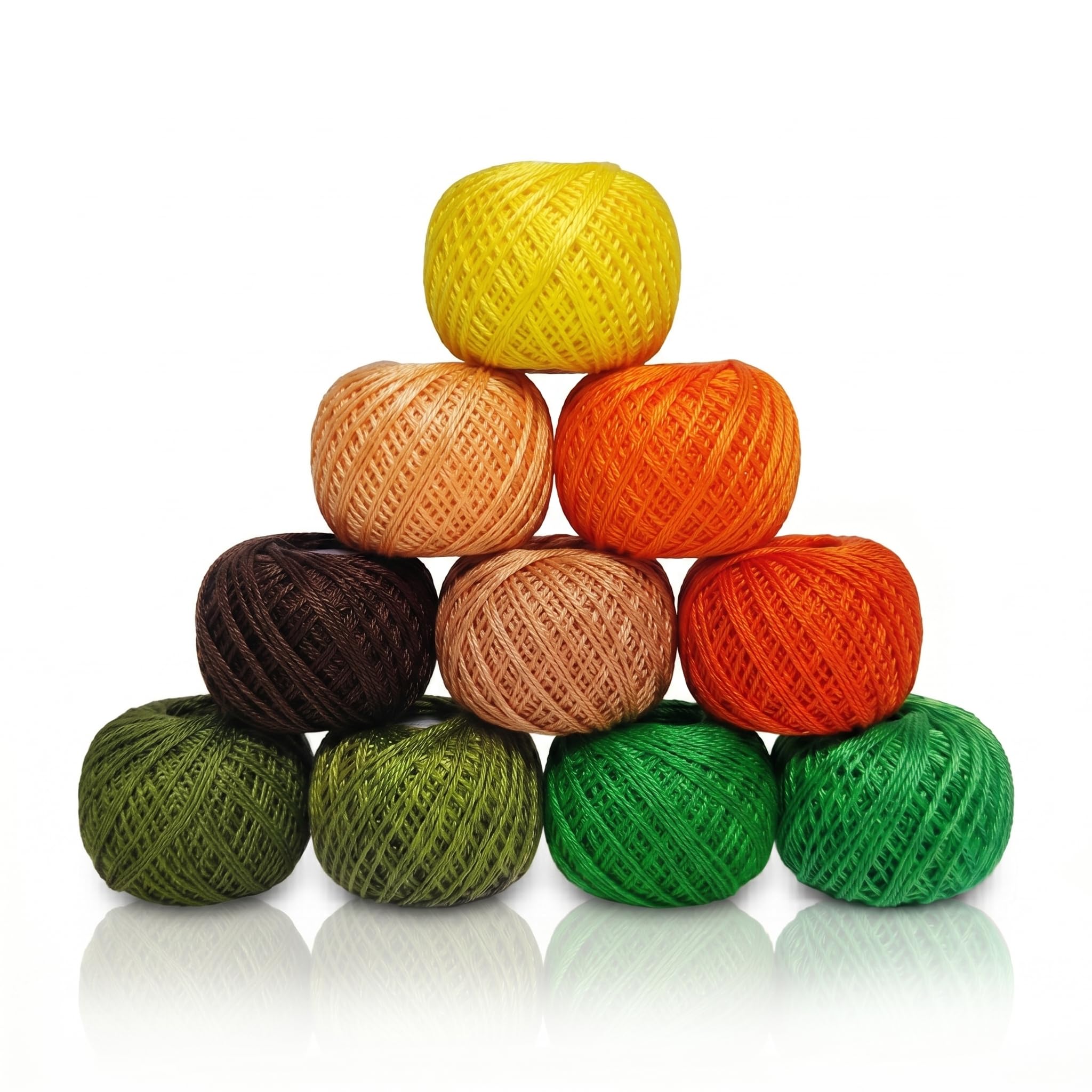 KGS Crochet Thread Set | 10 Fine Cotton Yarn Balls | Size 8 | Total 100 Grams of Pearl Cotton Thread for Crocheting, Cross Stitch, Needleword & Needlepoint Hand Embroidery (Marrigold Magic)