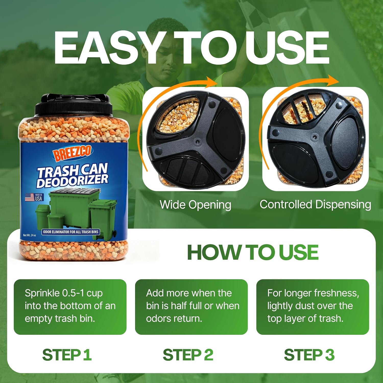 Trash Can Deodorizer 1.5 lb, Odor Eliminator & Liquid Waste Absorber