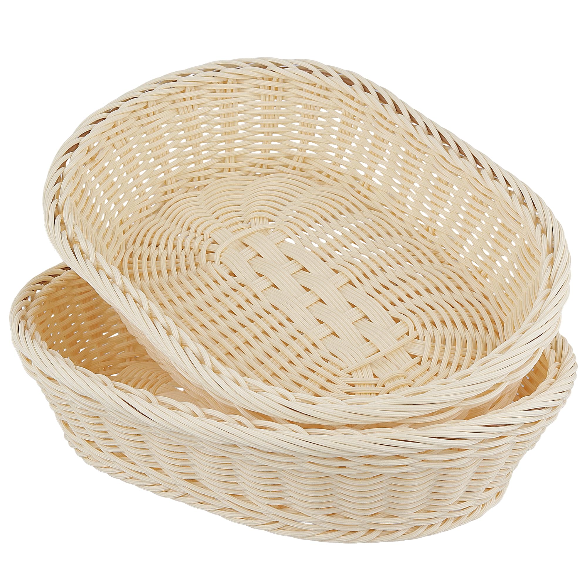 4 Stück Brotkorb Geflochten Oval, 30 x 20 x 7cm Brötchenkorb Oval, Ovale Flechtkorb für Brot, Gebäck, Gemüse, Küche