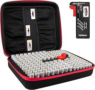 Tenergy Large Battery Organizer Storage Case with Battery Tester, Holds 100 AA Batteries & 100 AAA Batteries (Batteries not Included)