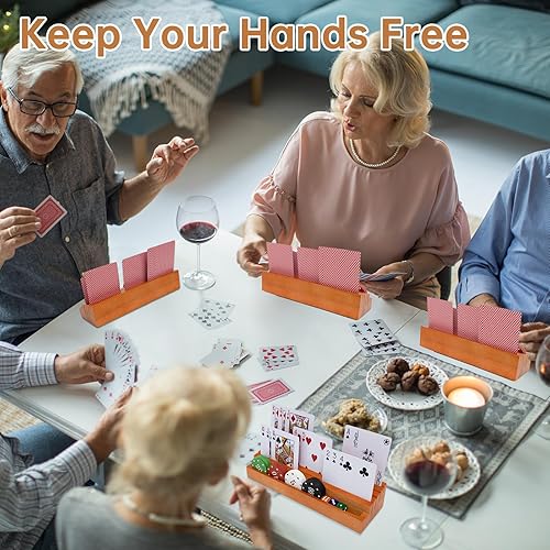 Miniatura 9 de 2 Pack Playing Card Holders Deck Stand, Play Cards Holder for Kids or Elder People, Hands-Free Wood Holder Racks Set of 2,Tray for Organizing Cards