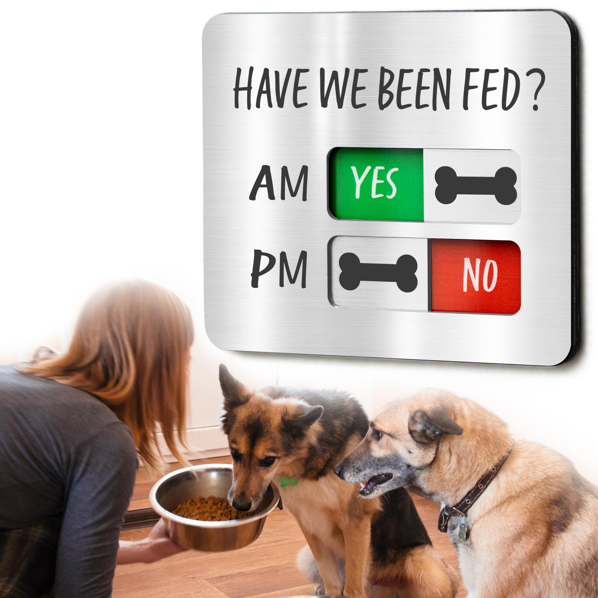 Dog Feeding Reminder - Dog Feeding Chart with Have We Been Fed AM/PM Tracker, Magnets Fed Sign with Pet Tracker for Fridge, Prevent Overfeeding