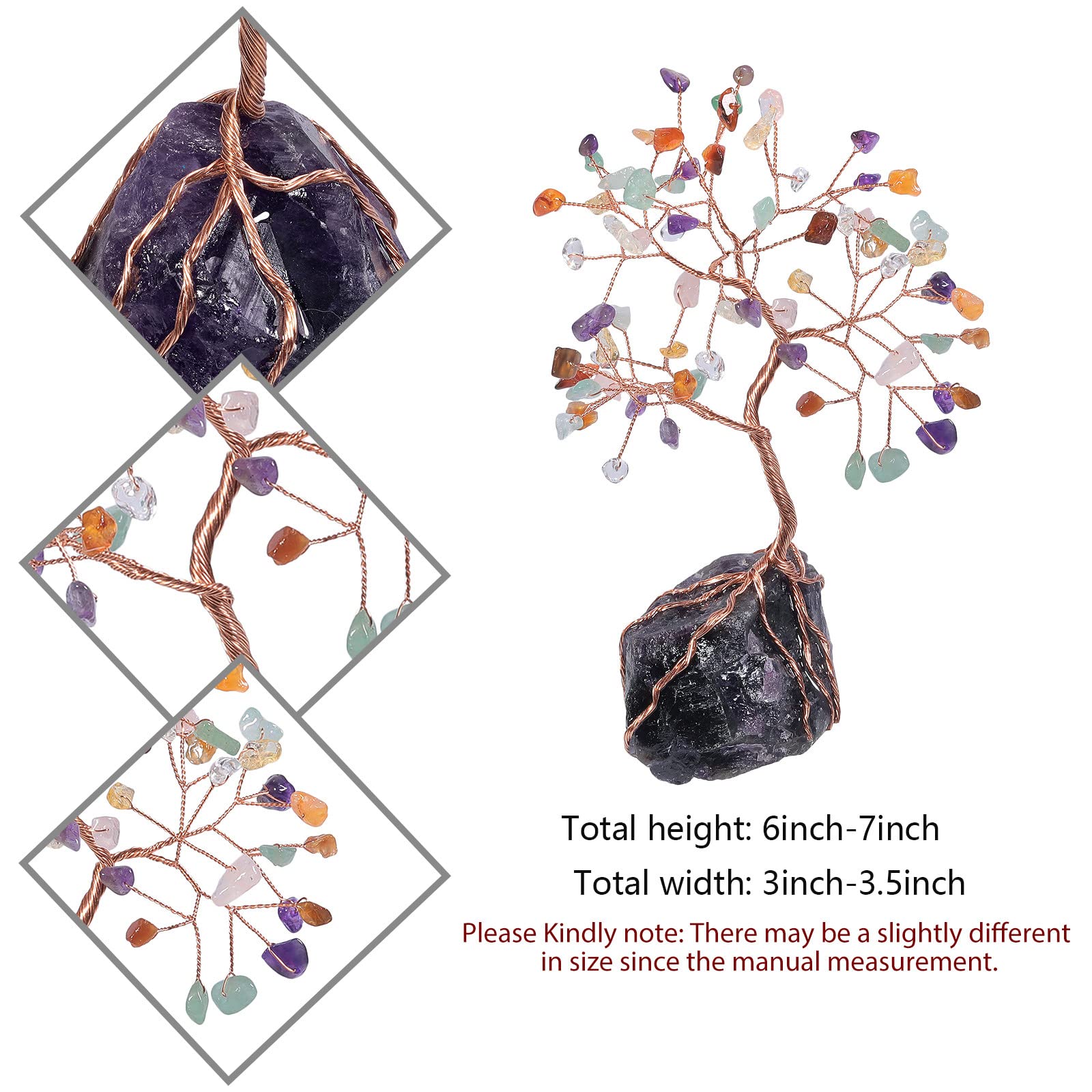 mookaitedecor Chakra Crystal Money Tree with Amethyst Raw Stone Base Good Luck Crystal Gifts - Image 2