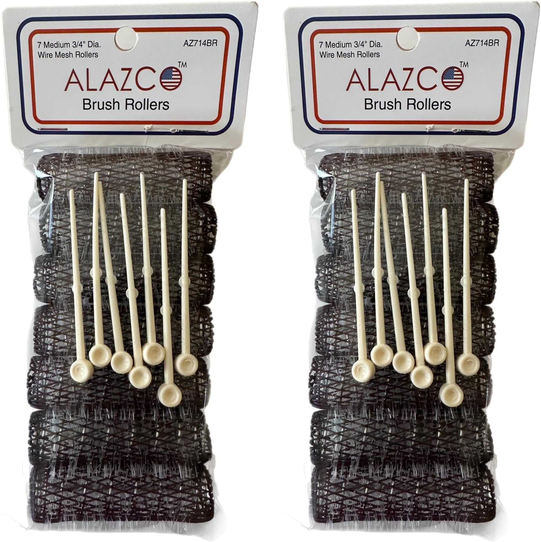 ALAZCO 14 pc Vintage Style Hair Roller Medium BRUSH ROLLERS & PINS Mesh Hair
