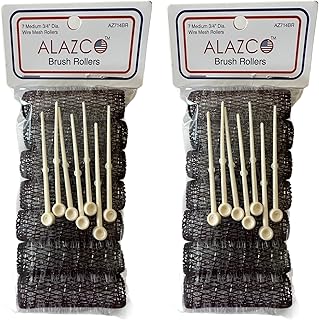 ALAZCO 14 pc Vintage Style Hair Roller Medium BRUSH ROLLERS & PINS Mesh ...