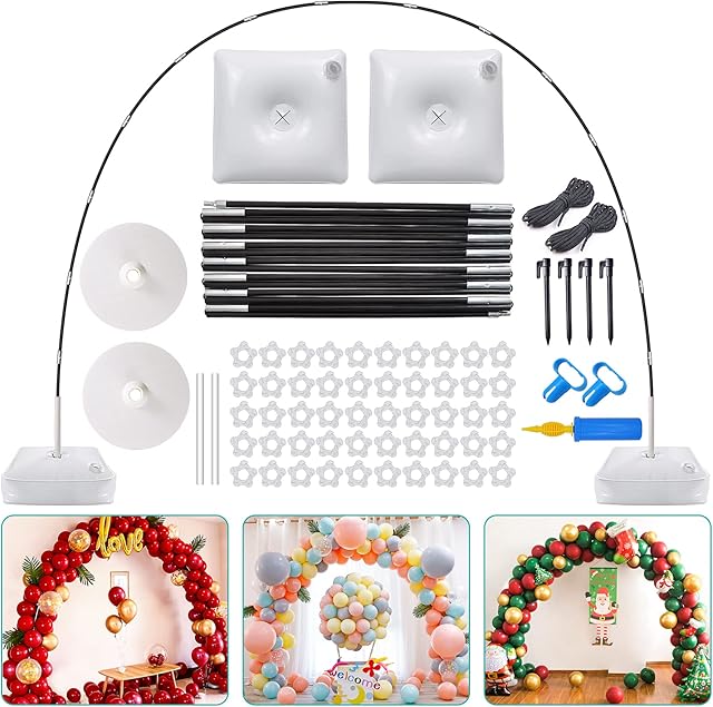 IDAODAN Balloon Arch Kit, 2.7m Tall & 3m Wide Adjustable Balloon Arch Stand with Water Fillable Base, Balloon Arch Frame for Wedding Birthday Baby Shower Party Supplies Decorations