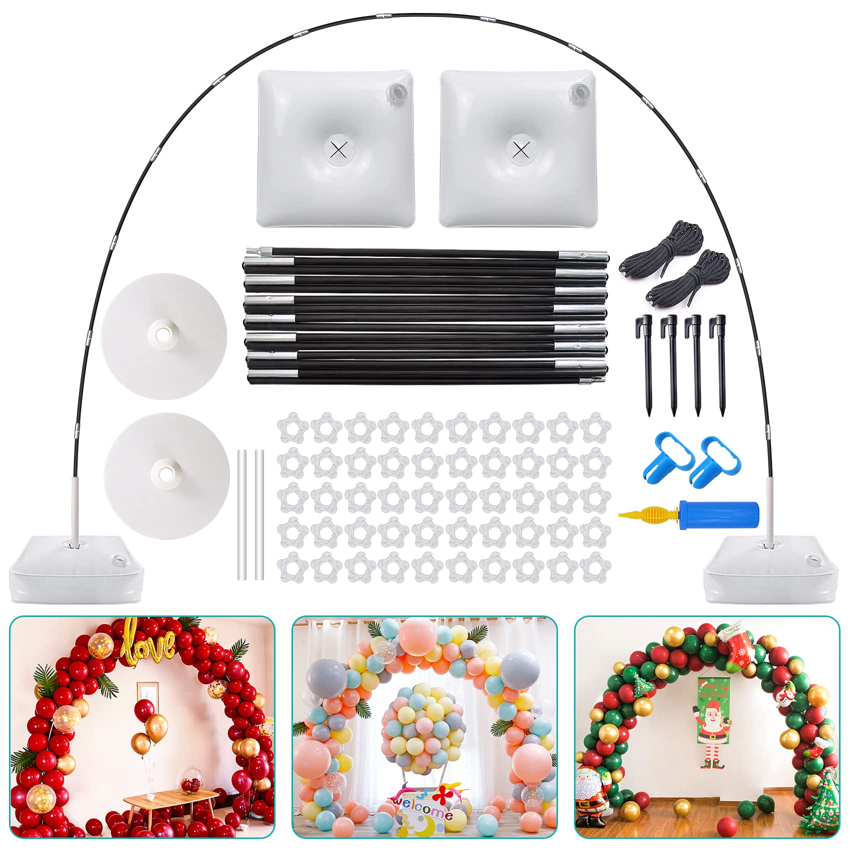 IDAODAN Balloon Arch Kit, 2.7m Tall & 3m Wide Adjustable Balloon Arch Stand with Water Fillable Base, Balloon Arch Frame for Wedding Birthday Baby Shower Party Supplies Decorations