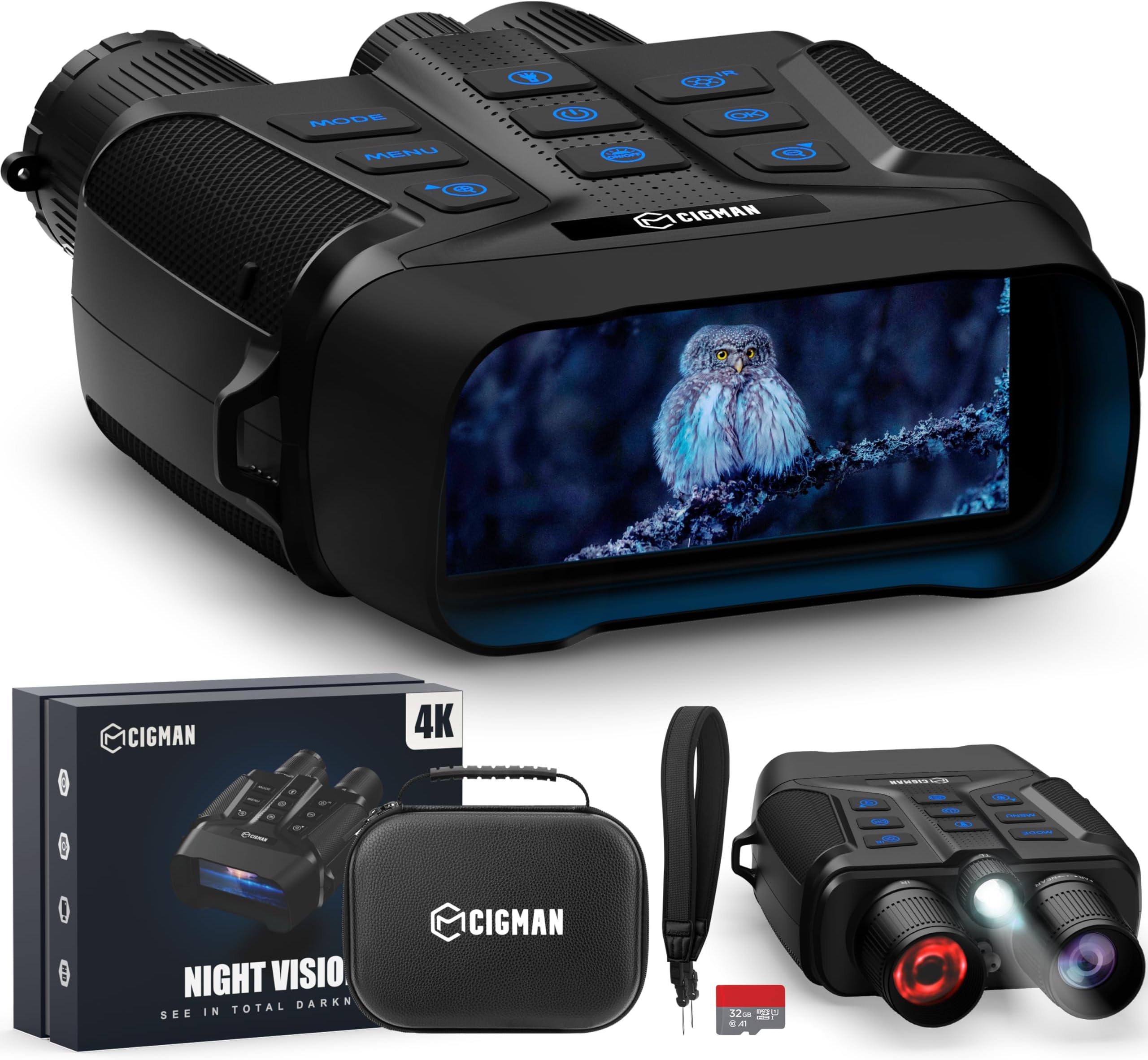 HD Night Vision Goggles for Adults, Digital Infrared Night Vision Scopes with 1080P Display, 5000mAh Rechargeable Battery, f/1.0 HD Camera, 5X Digital Zoom for Hunting, Observe, Bird Watching