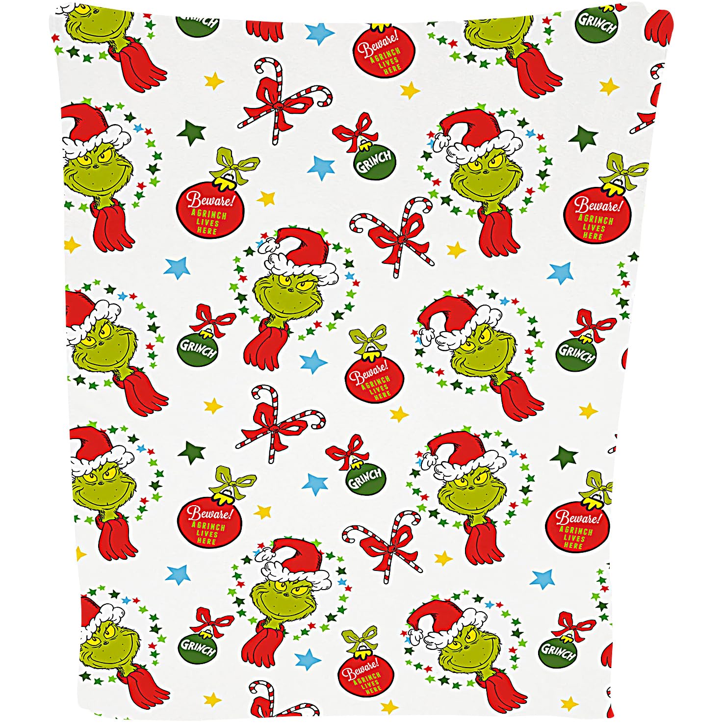 The Grinch White Dr Seuss Fleece Blanket Beware Christmas Throw Decoration Xmas Gift Santa Exclusive Limited, 100 X 150 Cm