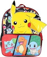 Vista 2 de Bioworld Pokemon Mochila 3D Pikachu Bulbasaur Squirtle Charmander 14" Mochila de viaje escolar para niños