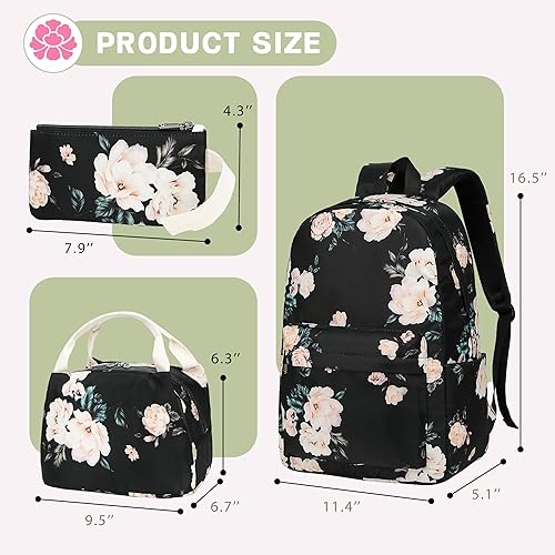 Vista 11 de Bluboon Juego de mochila para adolescentes, mochila escolar para niñas, lonchera y lápices, bolsas para estudiantes, 3 en 1 Gris-3