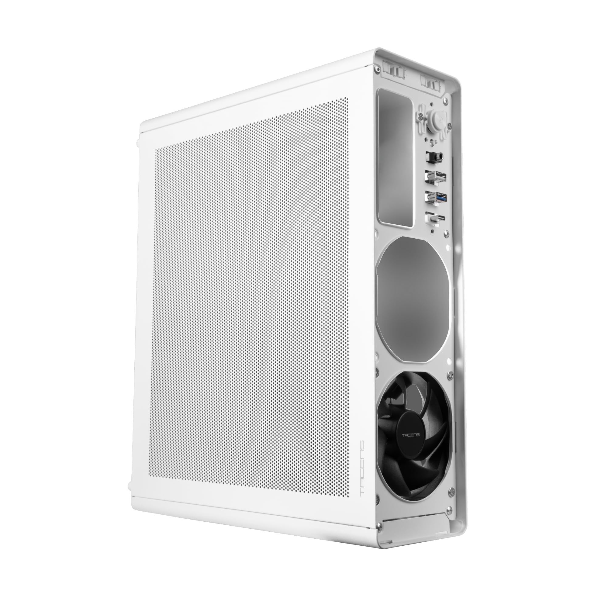 Tacens AEROSLIM500, Obudowa PC MicroATX, Panele Mesh Przeciwkurzowe, Zasilacz TFX 500W, Przedni Wentylator FDB 90mm, Smukła Mini Wieża Kompatybilna z MicroATX i Mini-ITX, USB-C i USB 3.0, Biały