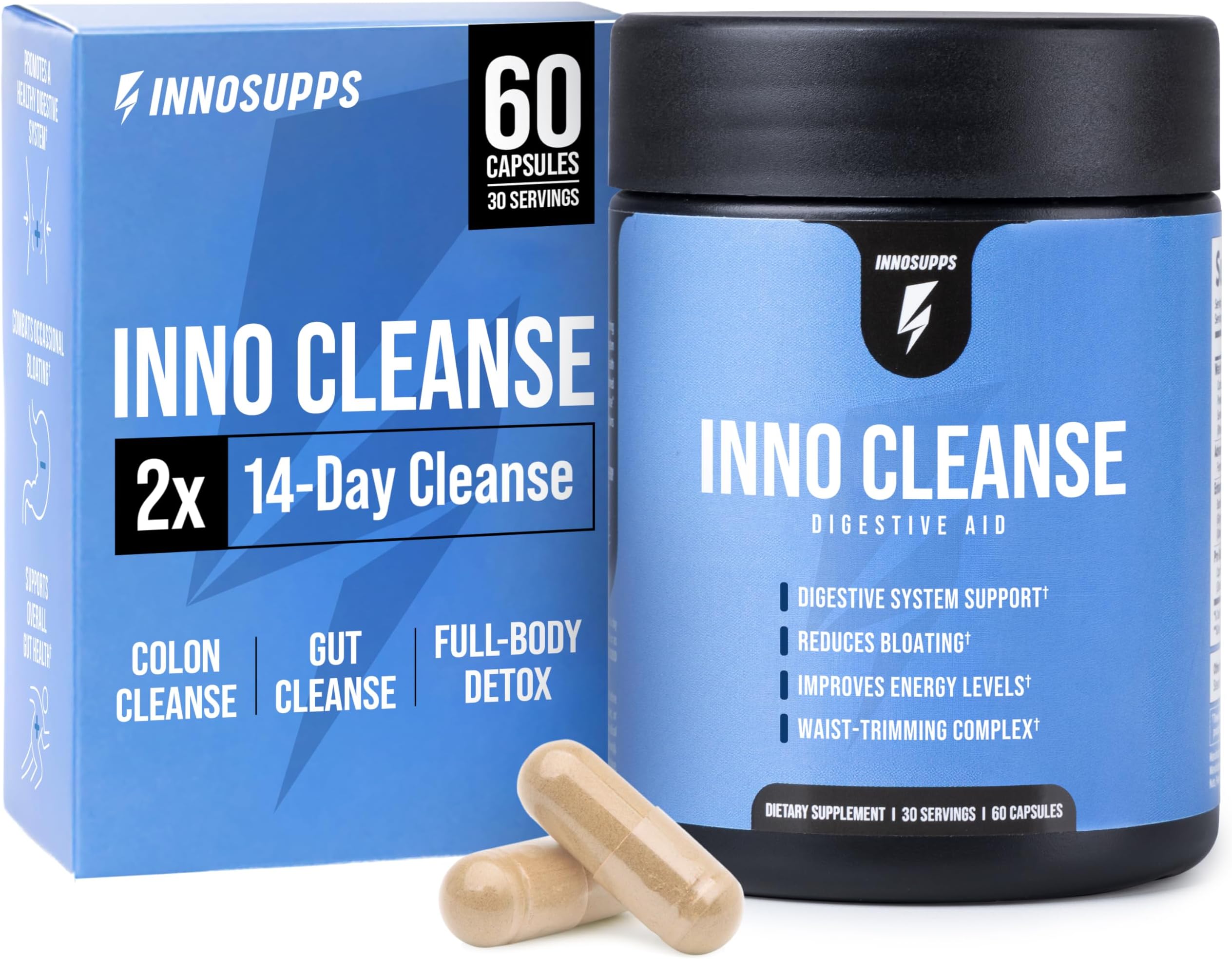 InnoSupps Inno Cleanse 14 Day Colon & Detox Flush, Waist Trimming Complex, Gut Cleanse, Digestive System Support, Stool Softener & Reduced Bloating & Occasional Constipation Relief