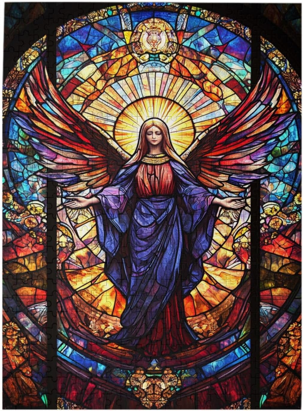 Angel in Multicolor Stained Glass Jigsaw, Puzzles for Adults 500 Pieces, Great for Leisurely Weekends & Mind Stimulating Gatherings, for Adults Seeking Calming Creative Time