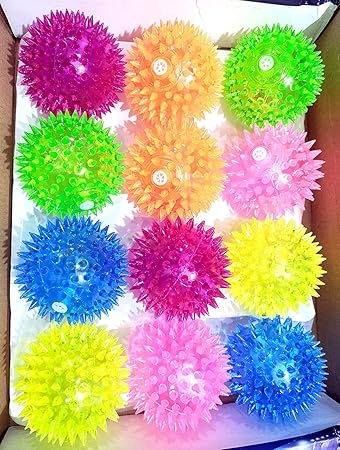 Dog Trust Spiked LED Whistle Squeaky Squeaker Sound Ball Puppy, Small Dog, Cat Pet Chew Playing Rubber Ball Toy (5 Pcs Pack)
