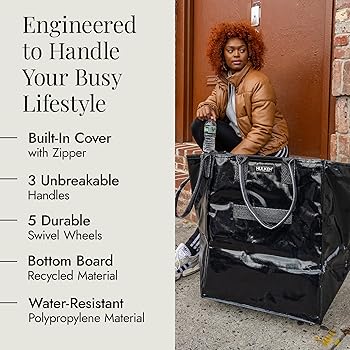 【海外で話題！】HULKEN ハルケン ローリング トートバッグ M ブラック Durable Black Tote Bag | Rolling Bag on Wheels – Hulken®