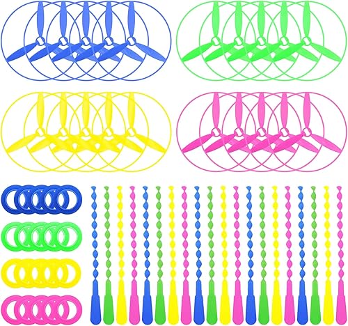 POPLAY 40 juegos de discos voladores de juguetes al aire libre, volante de disco con lanzadores para recuerdos de fiesta, premios de aula, bolsas de