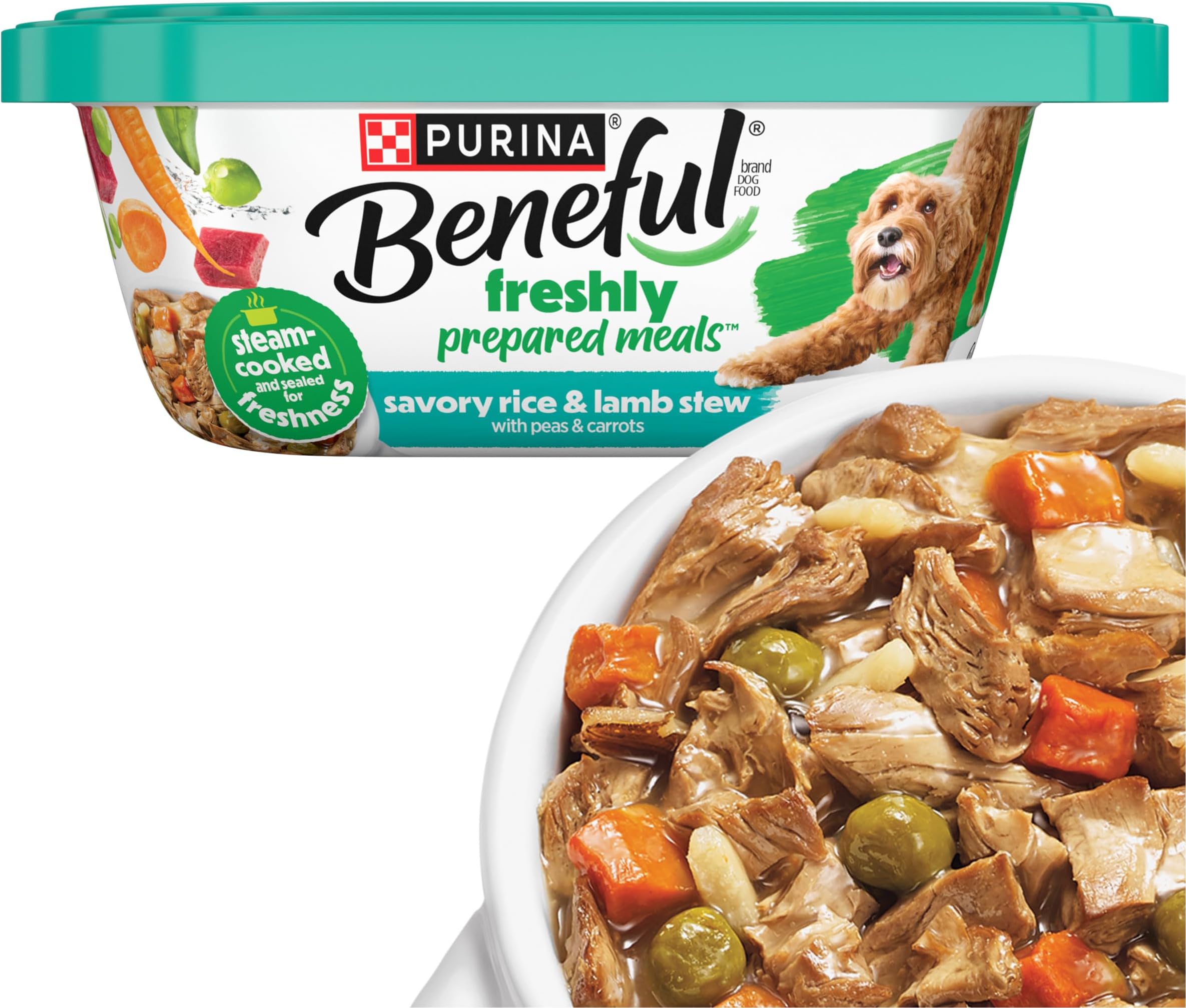 Purina High Protein Wet Dog Food With Gravy, Prepared Meals Savory Rice & Lamb Stew - (8) 10 oz. Tubs