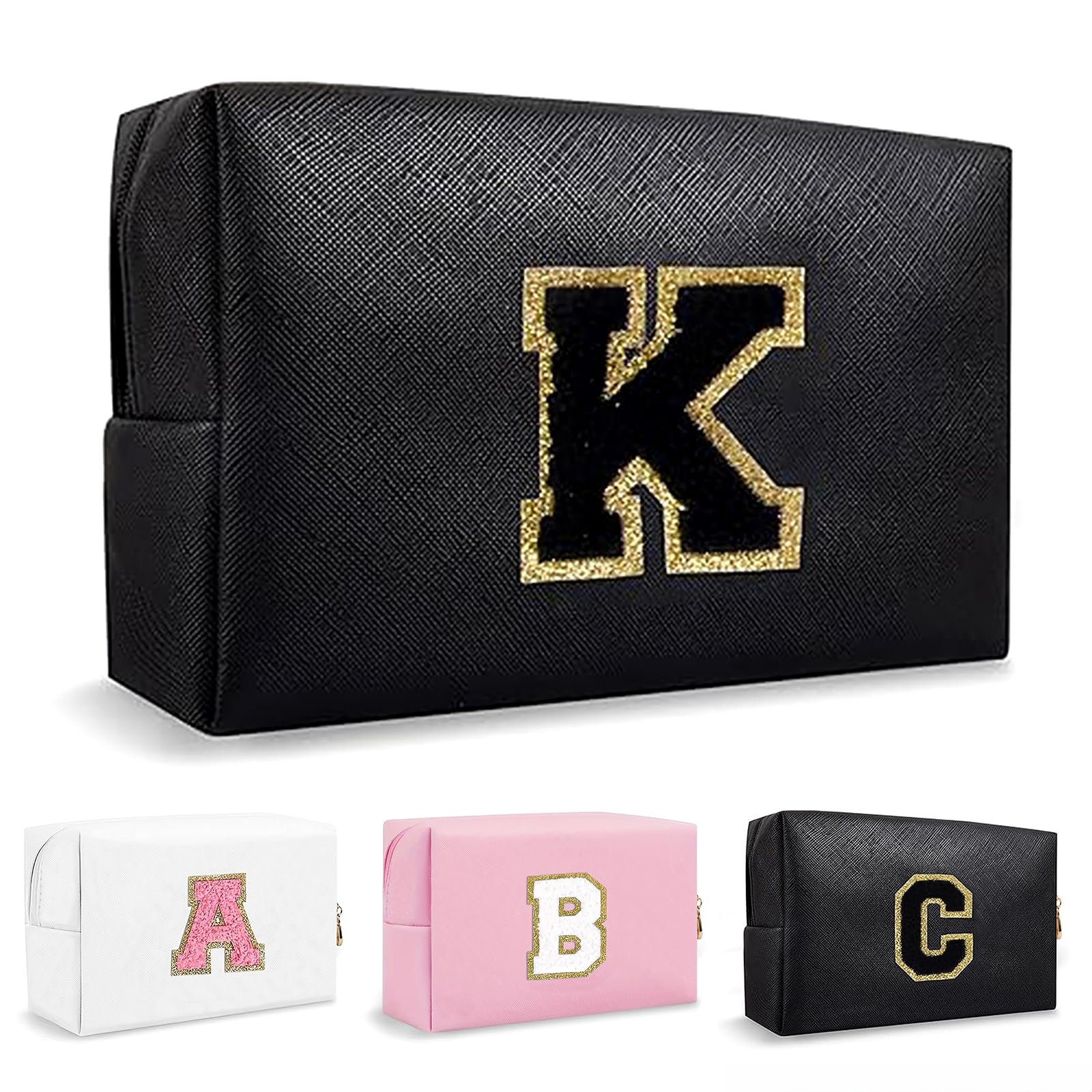 Bolsa de Maquillaje, Bolsa de Cosméticos Impermeable de Viaje, PU Cuero, Neceser de Baño, Bolsa De Aseo Y Almacenamiento para Mujer,Cosas Preppy para niñas Adolescentes (Letra A-Z) — view 202