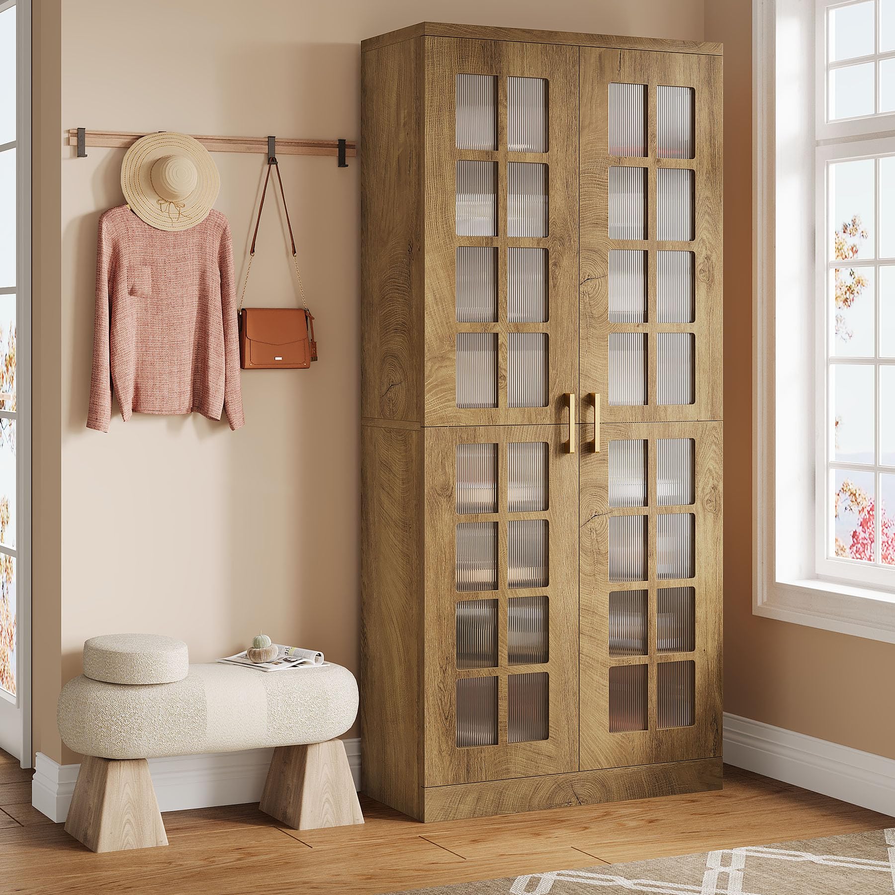 Tribesigns Tall Shoe Cabinet with Doors, 8-Tier Modern Shoe Storage Cabinet