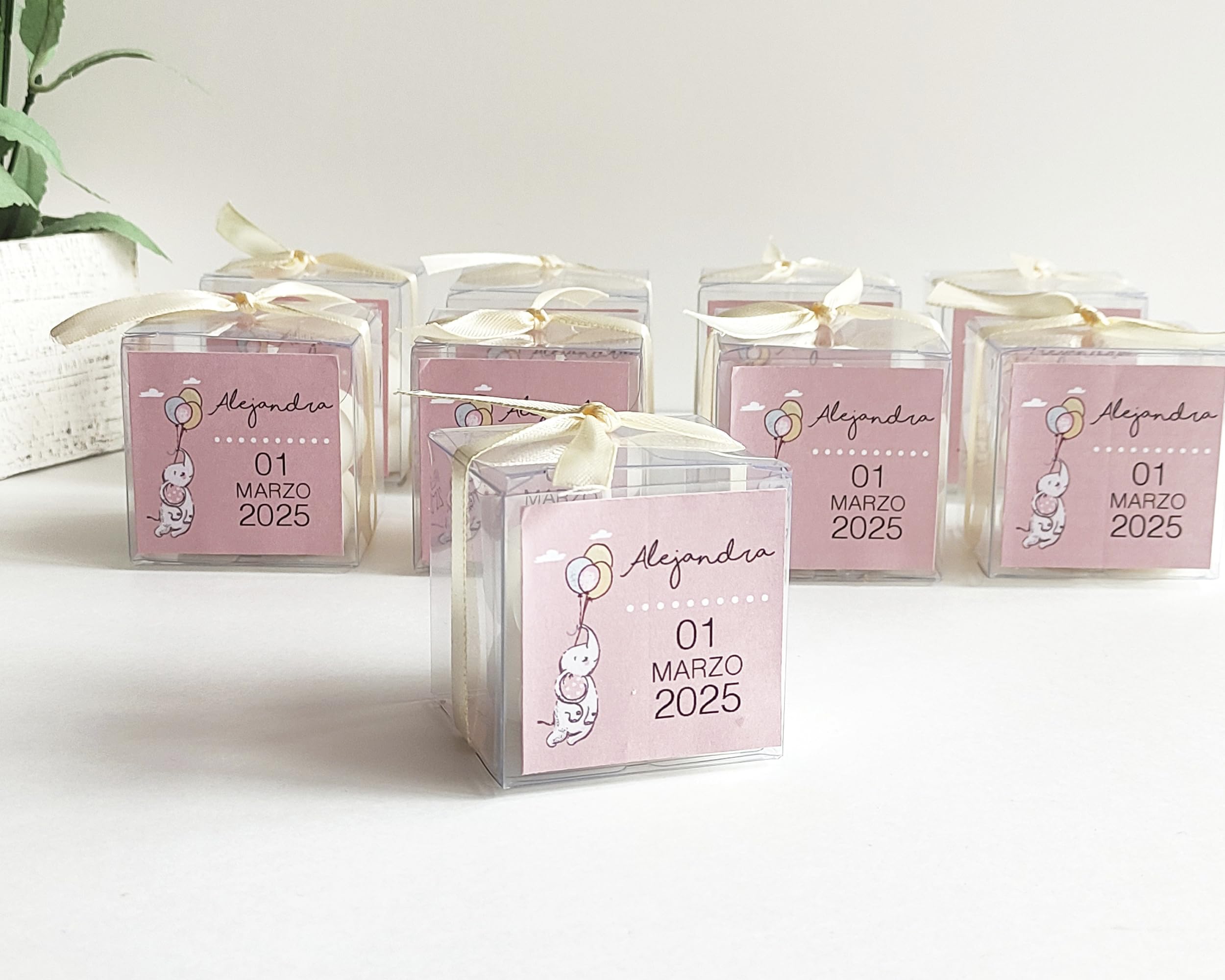 Set 12 Velas Aromáticas Bubble Personalizadas para el Bautizo, Aroma Chai, Regalo Ideal para los Invitados, Varios Diseños a Escoger