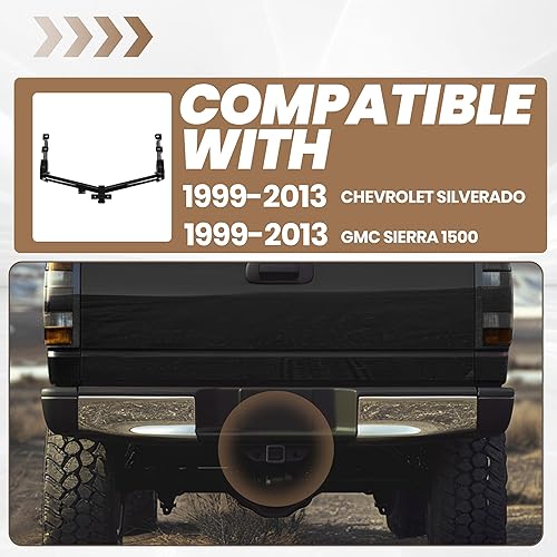 Miniatura 2 de KUAFU Enganche de remolque compatible con Chevrolet Silverado GMC Sierra 1500 Clase 3 de 2 pulgadas receptor de remolque de repuesto para 44563