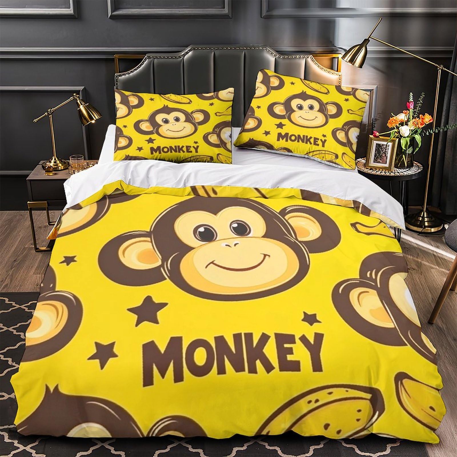Housse de couette singe 3D motif animal dessin animé 200x200