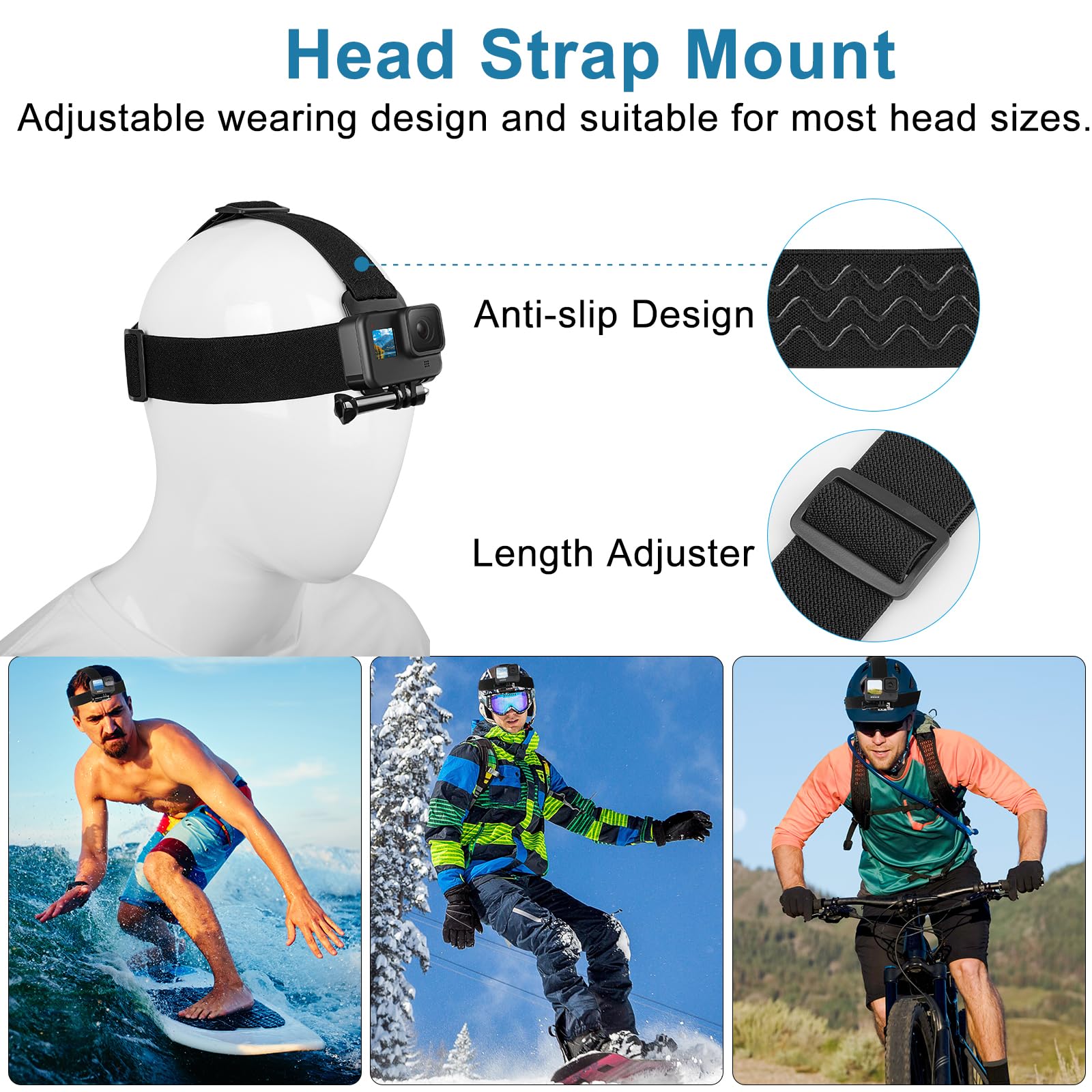 ChromLives Action Camera Set Accessori per GoPro Hero e Insta 360, Kit Accessori 4 in 1 con Porta Tracolla Porta Testa Zaino per GoPro Hero/Insta 360 X4 / X3