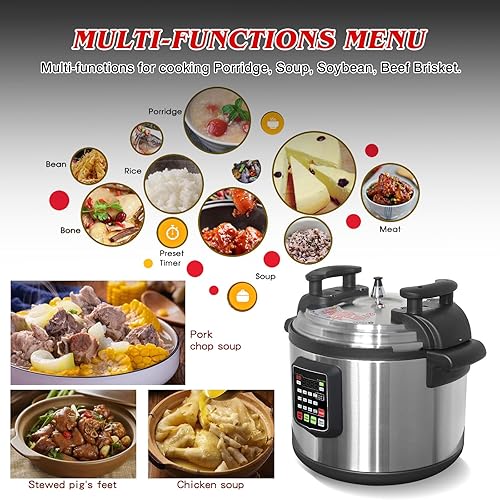 Miniatura 4 de Kolice Olla a presión comercial de 33 L, olla a presión multifunción para cocina de restaurante con olla interior antiadherente, solo para 220 V